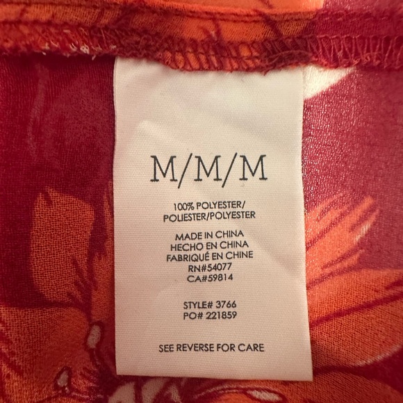 Cabi Hothouse L/S Floral Blouse-Red & Orange Floral Print-Sz Medium Sheer #3766 - Picture 8 of 9